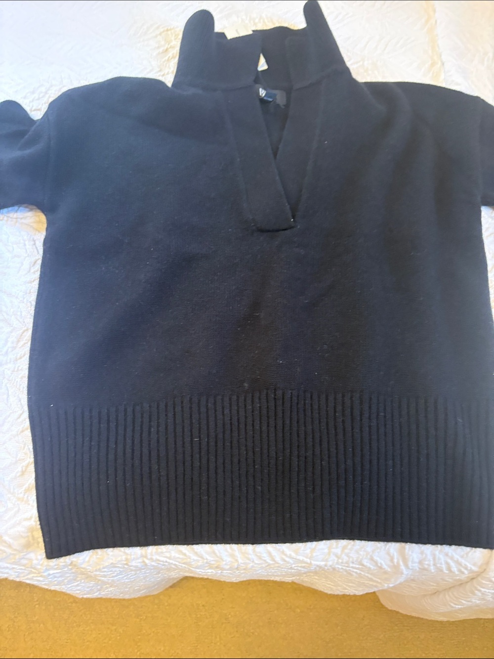Banana Republic cropped black cashmere open neck polo in XS - Picture 5 of 6